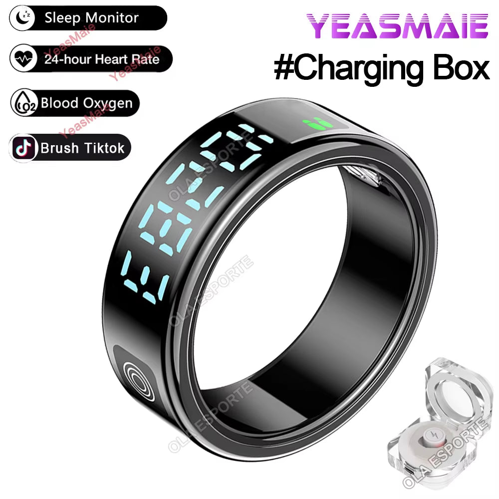 2025 Smart Ring LED Touch Display Screen Gesture Swipe Video Heart Rate Health Monitoring 5ATM Waterproof Smart Rings Men Women